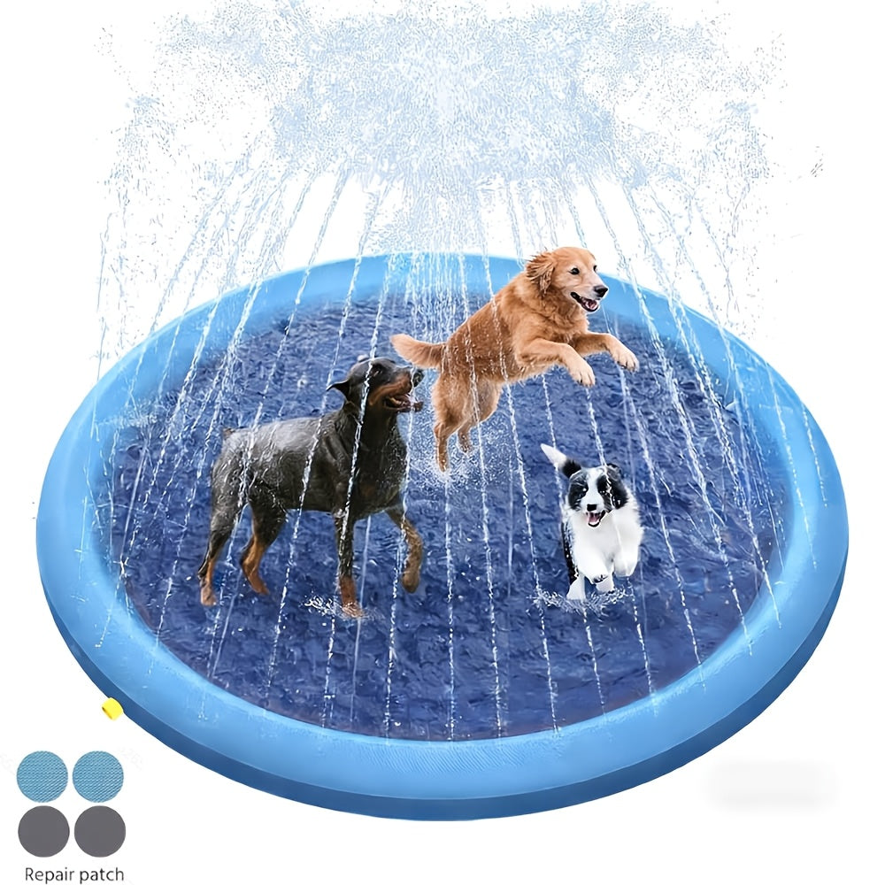 Splash Pad for Large Dogs – Extra Thick 0.6mm Non-Slip Dog Sprinkler Pool & Cooling Mat, Heavy Duty Outdoor Summer Water Play Fountain for Jumbo Breeds