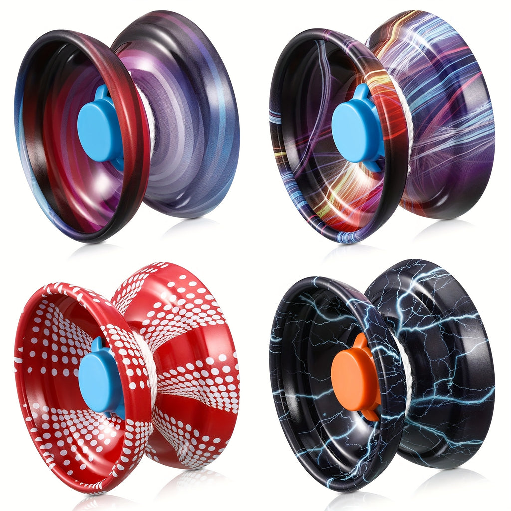 Metal Yoyo 4 Pack for Beginners – Alloy Responsive Auto Return Yoyo Ball Set for Kids, Boys & Adults, String Trick Yo-Yo Multi Style Mixed Colors