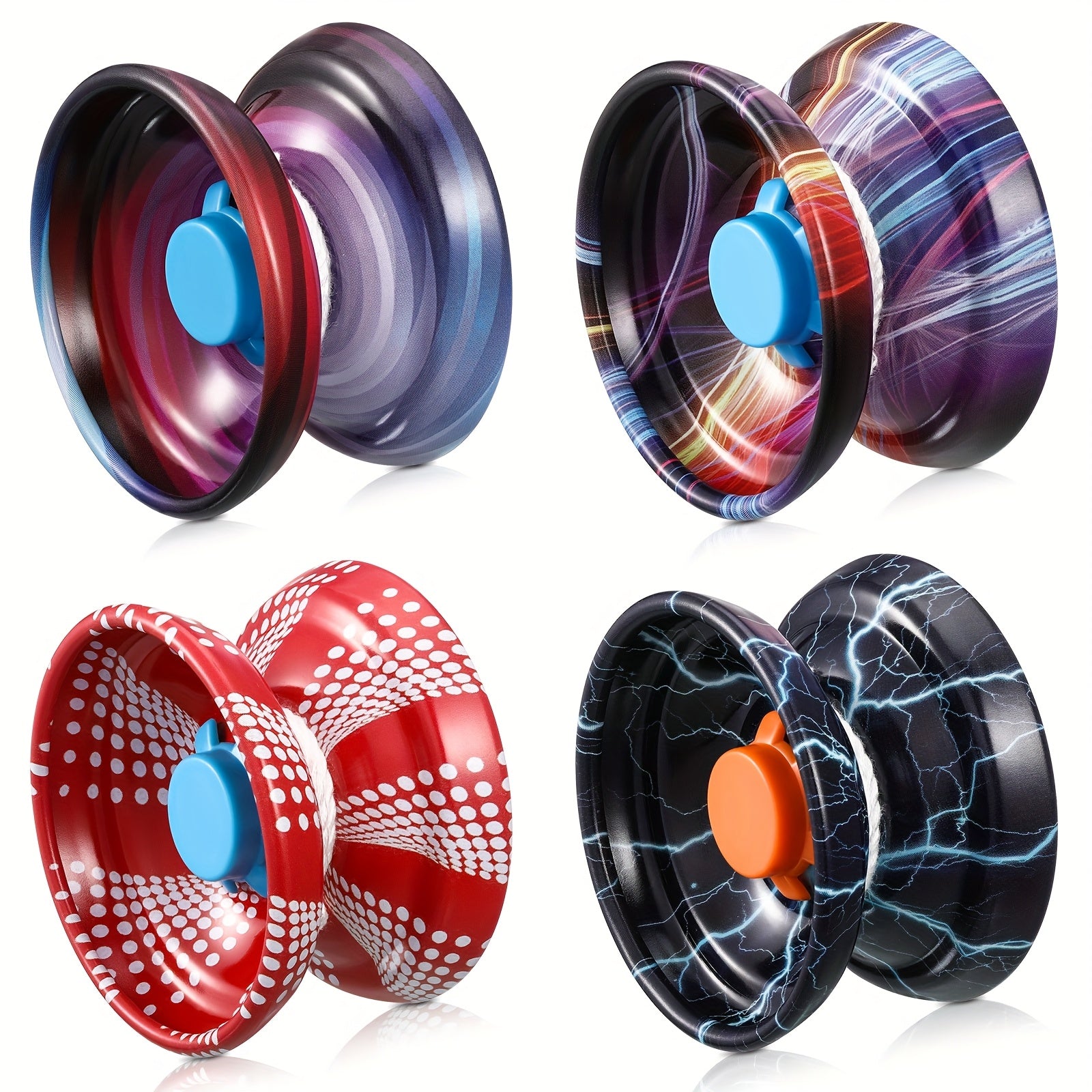 Metal Yoyo 4 Pack for Beginners – Alloy Responsive Auto Return Yoyo Ball Set for Kids, Boys & Adults, String Trick Yo-Yo Multi Style Mixed Colors