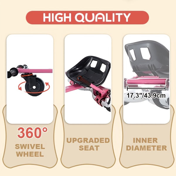 Hoverboard Go Kart Attachment for 6.5"-10" Hoverboards – Kids Hover Cart Seat Conversion Kit with Off-Road Tires, Shock Absorber & 360° Steering – Birthday Christmas Gift (Hoverboard Not Included)