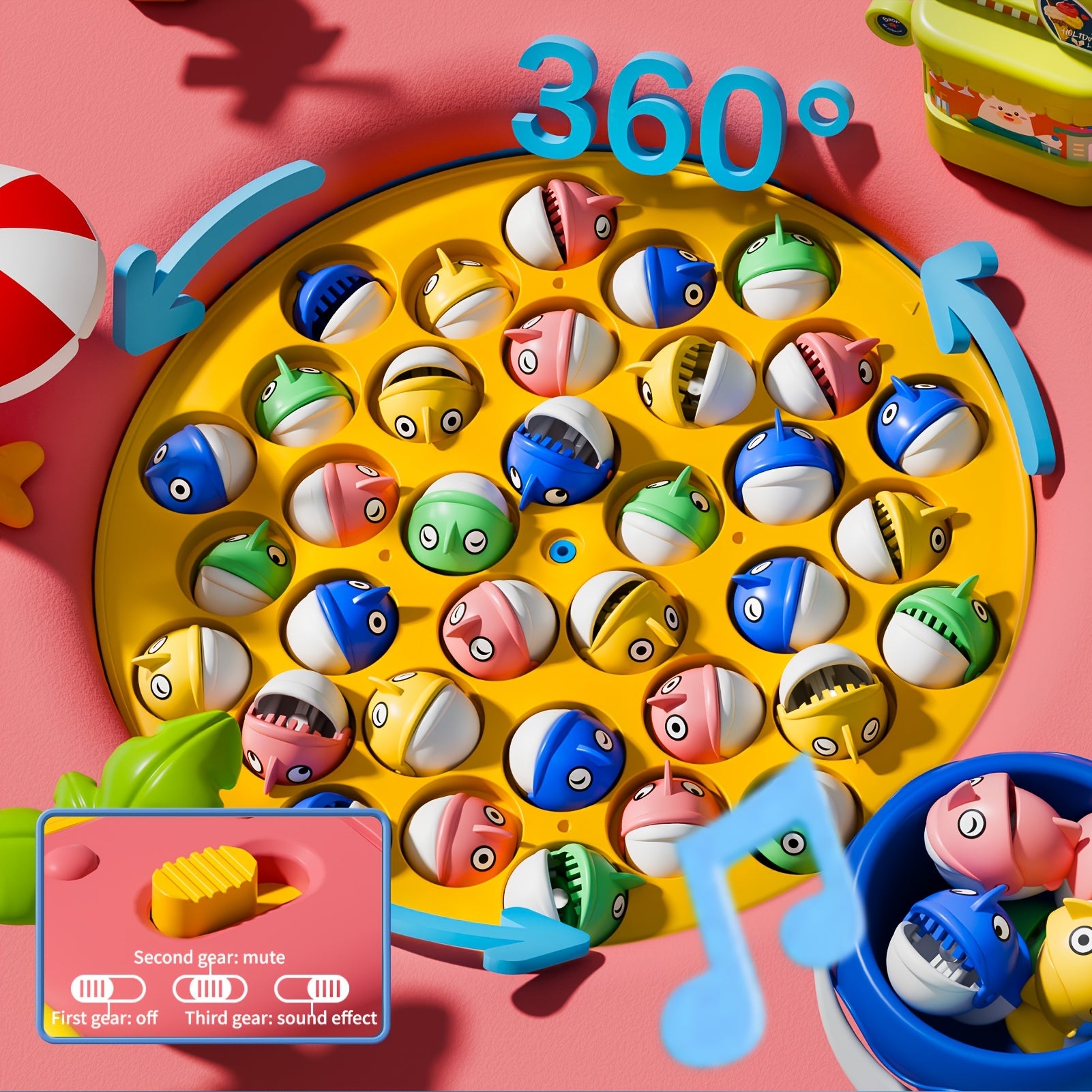 Kids Magnetic Fishing Game Toy 66pcs Ocean Theme 1-8 Players Educational Fine Motor Skills Toddler Boys Girls Birthday Holiday Gift Ages 1-8