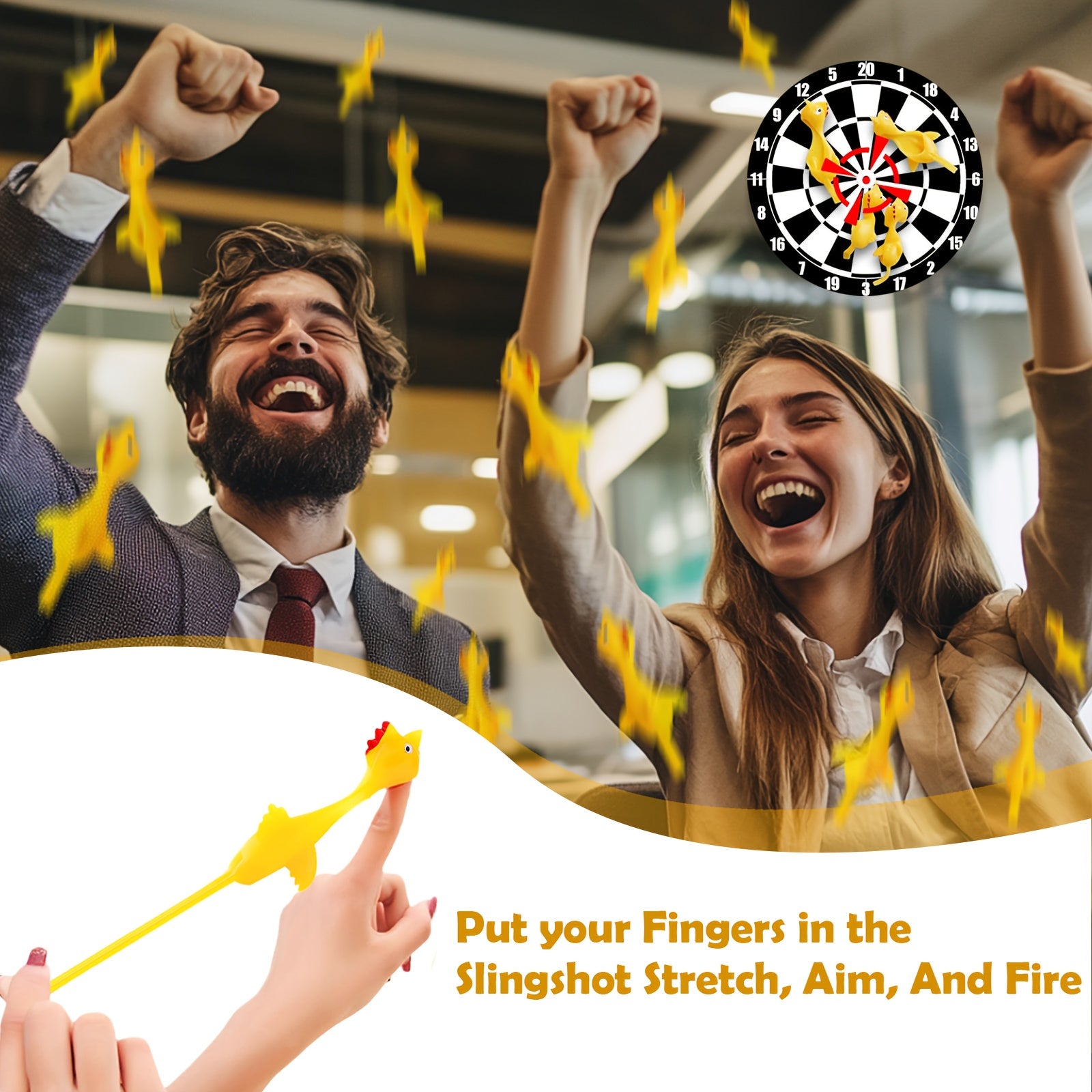 Slingshot Chicken Finger Toys 50 Pack Bulk - Mini Flying Rubber Chickens with Launcher for Kids Birthday Party Favors Pinata Fillers Classroom Prizes Stocking Stuffers