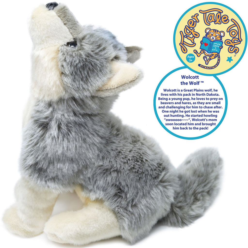 Wolf Stuffed Animal Plush 11 Inch - Wolcott The Wolf Super Soft Premium Plush Toy by Viahart, CPSIA Safe with Story Card, Perfect Birthday Christmas Gift for Kids Boys Girls Ages 3+