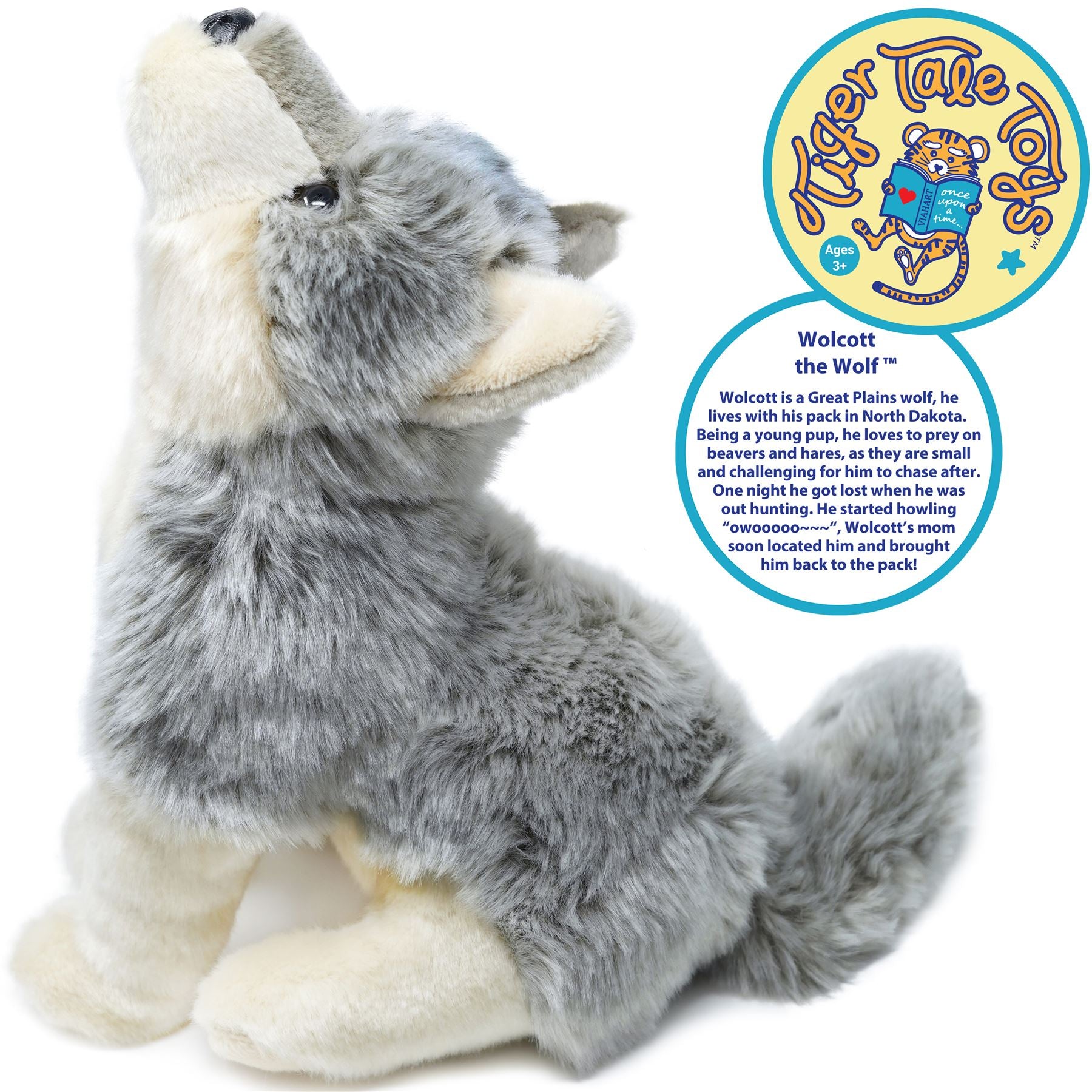 Wolf Stuffed Animal Plush 11 Inch - Wolcott The Wolf Super Soft Premium Plush Toy by Viahart, CPSIA Safe with Story Card, Perfect Birthday Christmas Gift for Kids Boys Girls Ages 3+