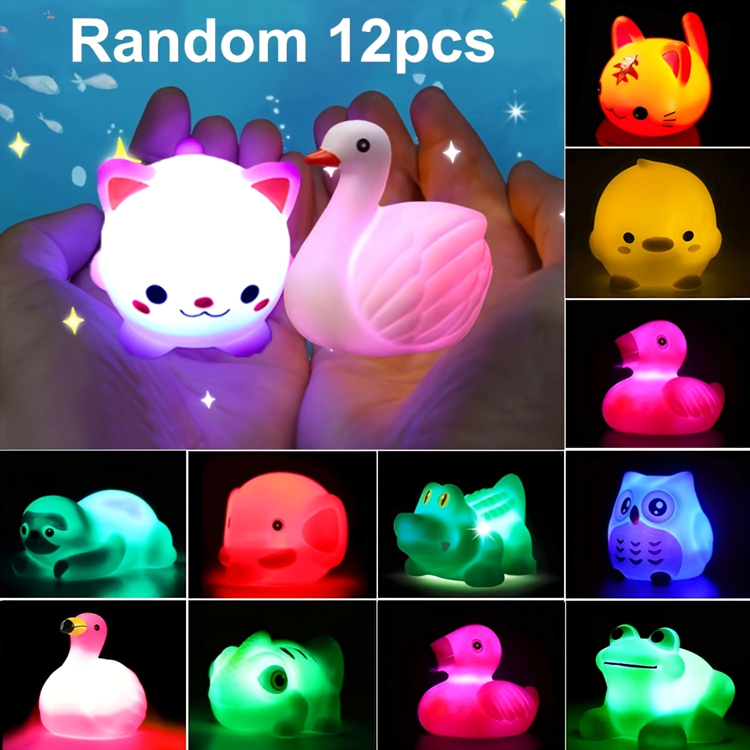 Light Up Floating Dinosaur Bath Toys for Kids - Glow in Dark Bathtub Pool Toy Set 2 4 6 8 12 Pcs, Toddler Baby Bath Time Fun, Birthday Easter Christmas Gift for Boys Girls