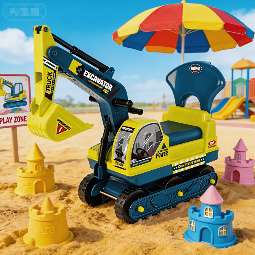 Ride On Construction Truck for Kids Ages 3-6 Large Engineering Vehicle Toy with Safety Bumpers - Manual Powered Indoor Outdoor Beach Play - Birthday Christmas Gift for Boys Girls