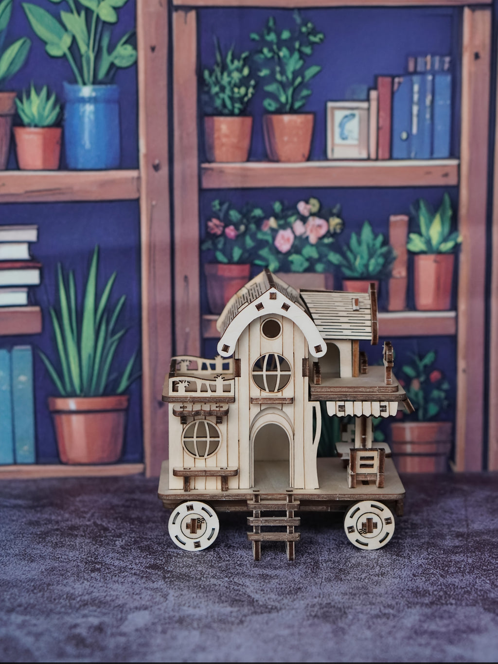 3D Wooden Puzzle Villa Model Kit, Mobile Café Bar on Wheels Handcrafted Wood Assembly Building Blocks, Creative DIY Brain Teaser Gift for Adults Teens & Kids