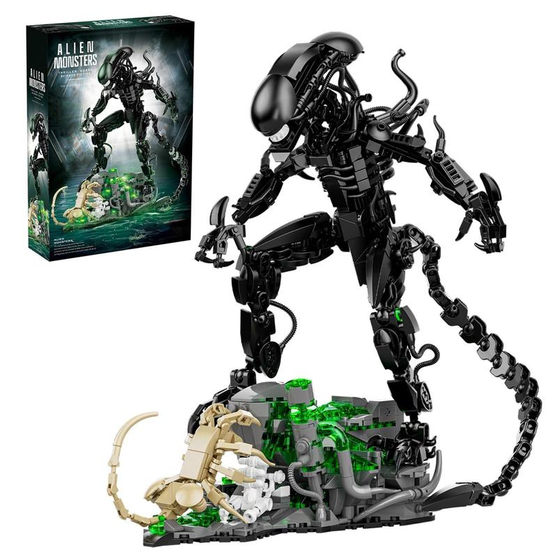 Xenomorph Alien Building Blocks Set 1005 PCS - MOC DIY Monster Model Kit with Step-by-Step Instructions, STEM Creative Bricks for Open Ended Play, Display Collectible, Cool Gift for Adults Teens & Kids Who Love Sci-Fi Creatures