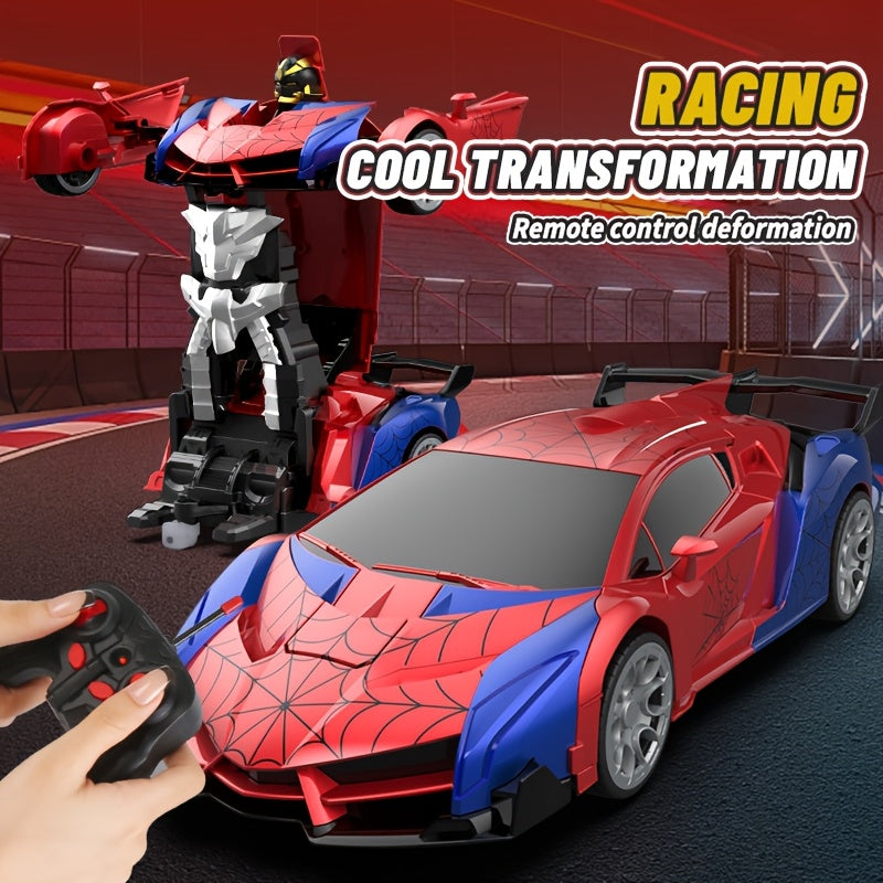 RC Car Robot Transformer Toy 1:18 Scale - One-Button Deformation Remote Control Car with 360° Rotating Drifting, Kids Toy for Ages 3+, Birthday Gift