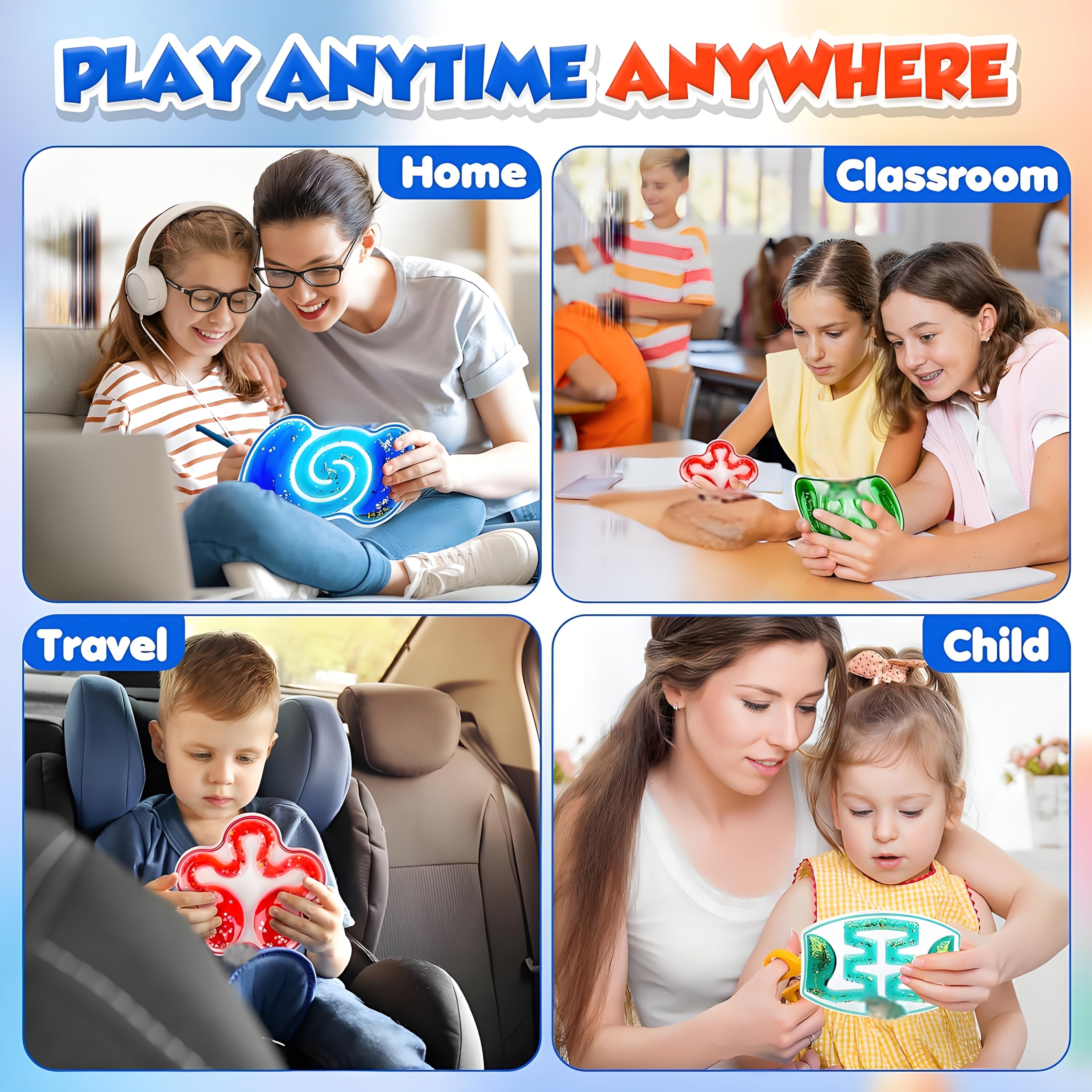 Sensory Squeeze Fidget Toys for Kids 8pcs Combination Pack – Stress Relief Tactile Sensory Play Set for Classroom, Home & Travel, Birthday Easter Holiday Gift Ages 3+