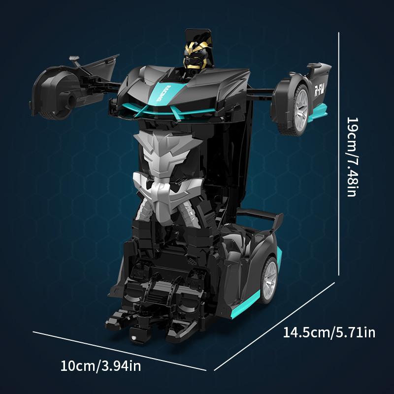 Transforming Remote Control Car, TIBIBEE 1:18 Robot Toy with 2.4GHz Control, 360-Degree Spins, LED Lights and Two Rechargeable Batteries