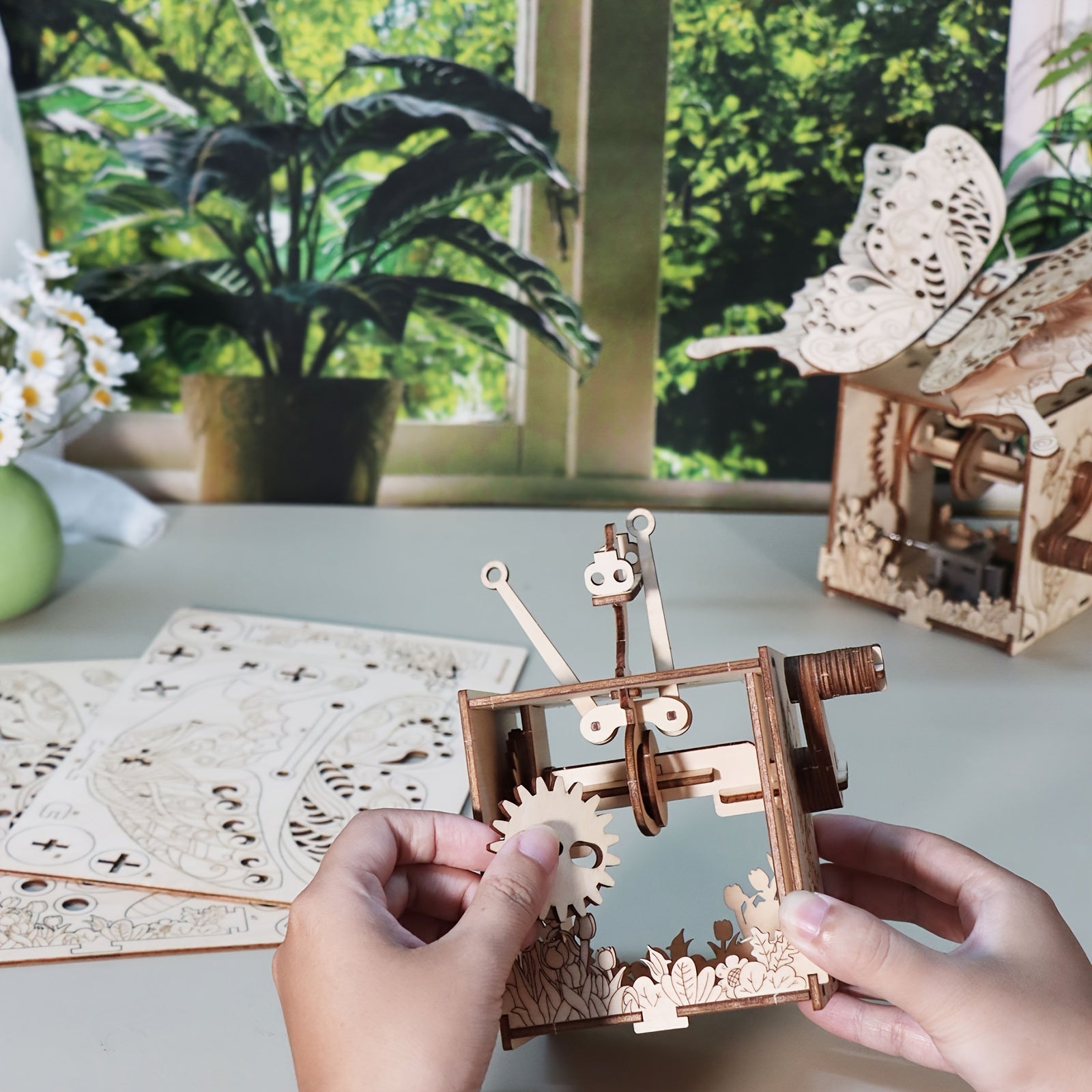 3D Wooden Puzzle Music Box You Are My Sunshine, Butterfly Hand Handmade Assembly Model Kit, Unique Christmas Birthday Holiday Gift for Women Girls & Music Lovers