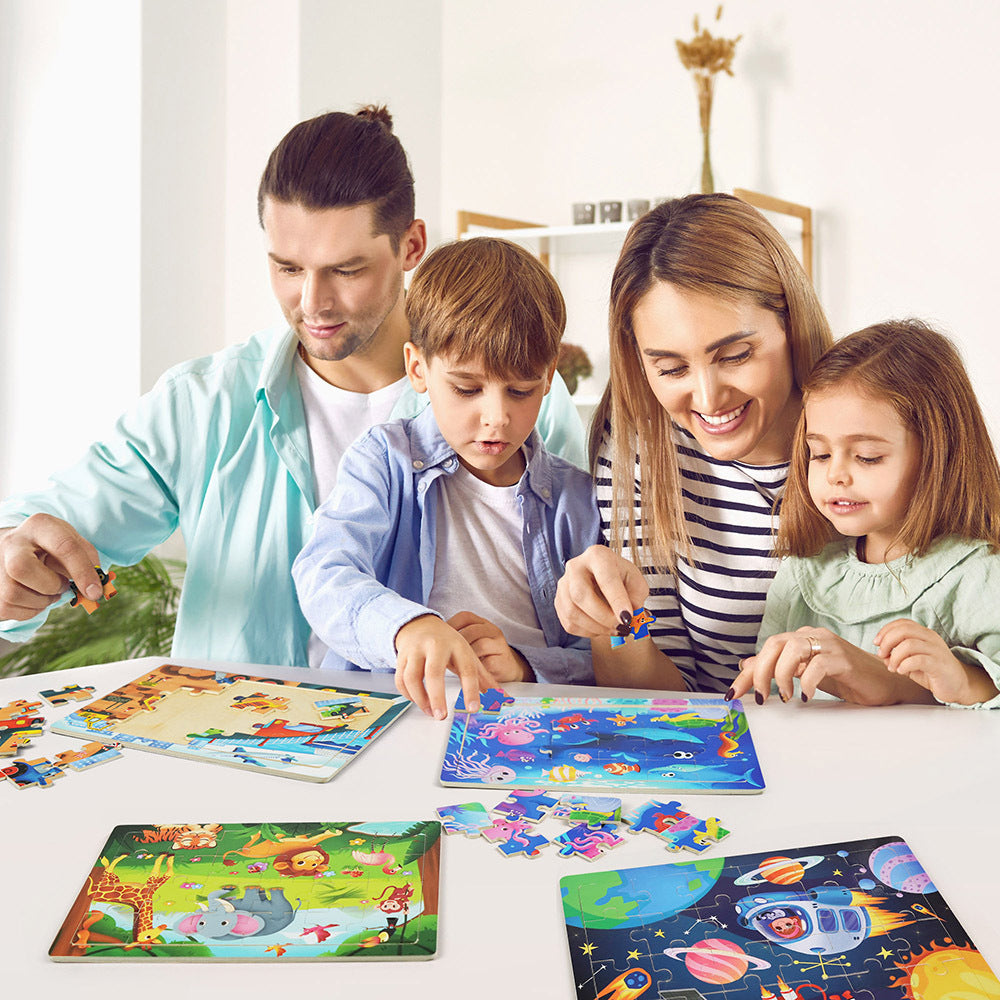 6 Pack Wooden Jigsaw Puzzles for Kids – 24 Pieces Each, Preschool Learning Toys for Toddlers Boys & Girls, Educational STEM Puzzle Set, Birthday Gift for Ages 3-5
