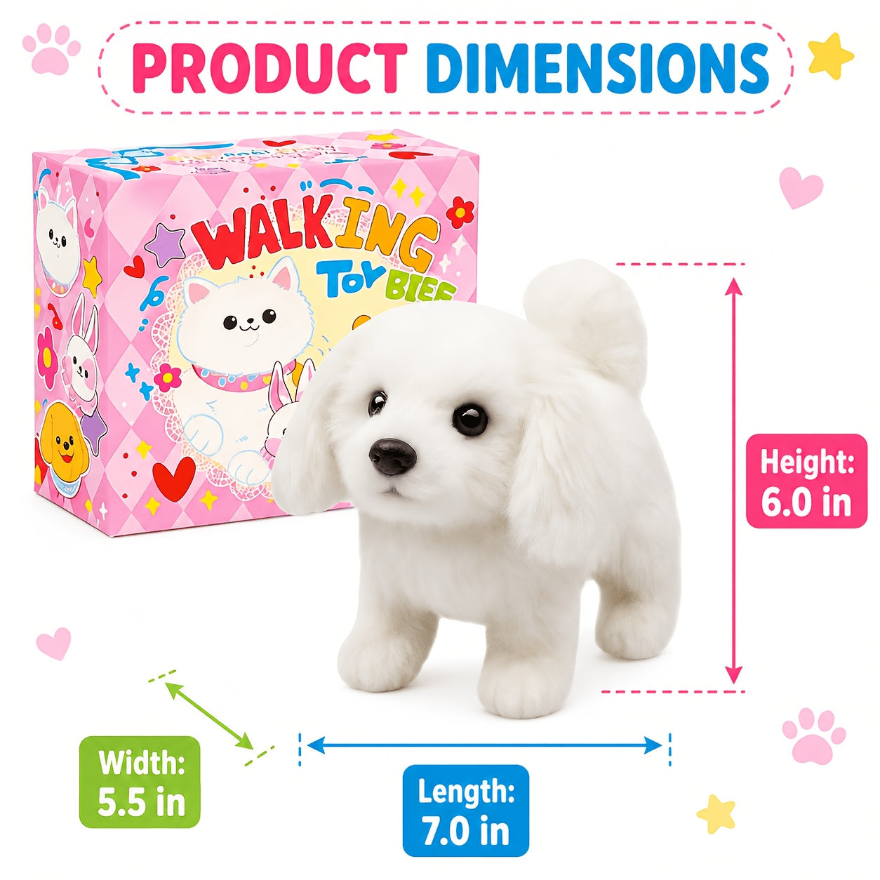 Plush Interactive Puppy Toy – Electronic Walking Barking Dog with Tail Wagging, Leash & Bow, Realistic Pet Toy for Kids, Easter Christmas Birthday Gift for Boys Girls