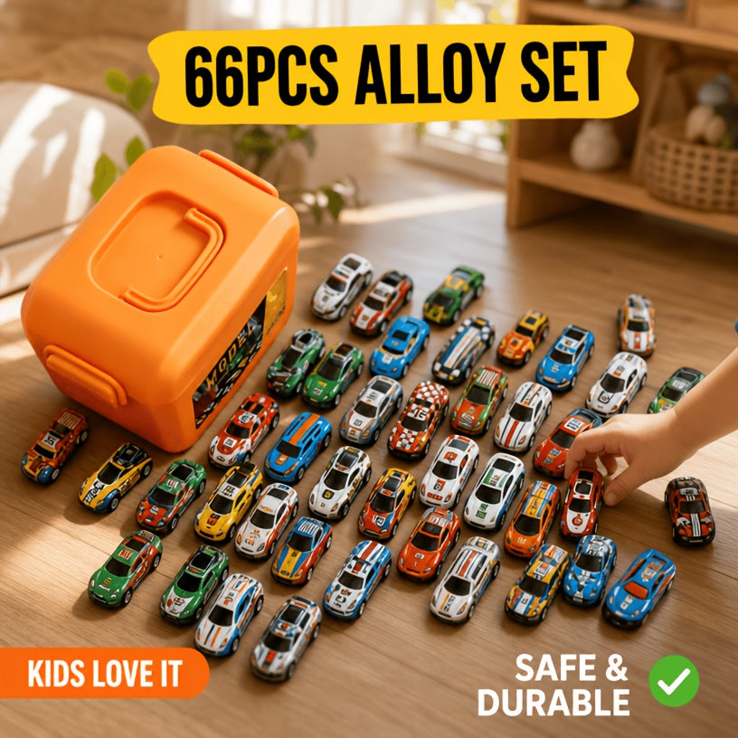 66-Set Toy Car Kits for Kids with Optional Storage Box – Educational DIY Mini Vehicle Playset, Fun Festival & Birthday Gift for Children, Boys and Girls