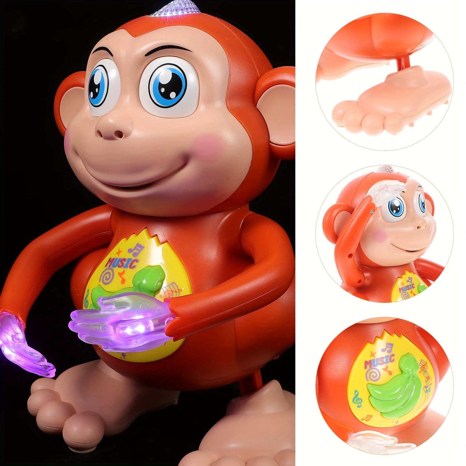 Dancing Monkey Toy for Toddlers – Musical Singing Monkey Stuffed Animal with Lights & Sound, Interactive Baby Toy Gift for Kids Boys Girls Ages 2+