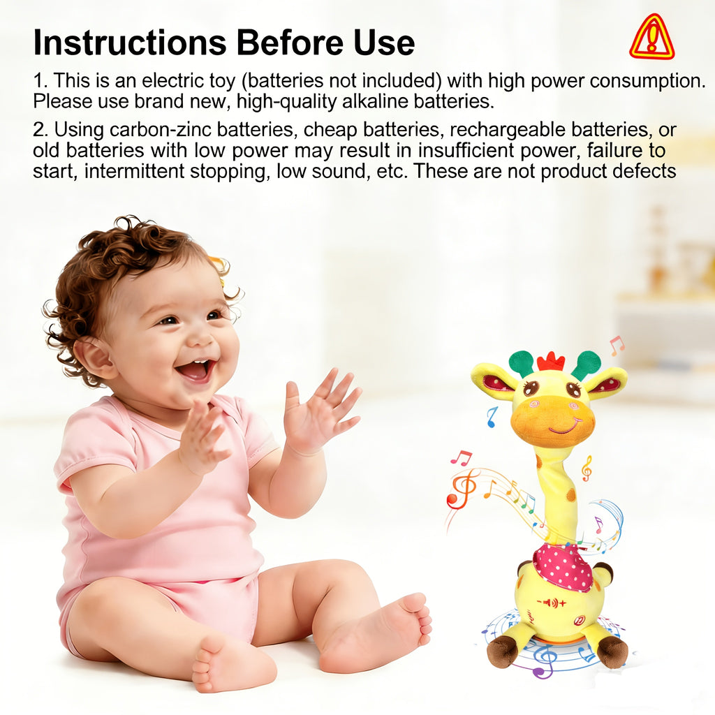 Dancing Talking Giraffe Toy for Baby Toddler 60 Songs Glowing Musical Stuffed Animal Repeats What You Say Interactive Gift for Boys Girls Ages 0 Months+
