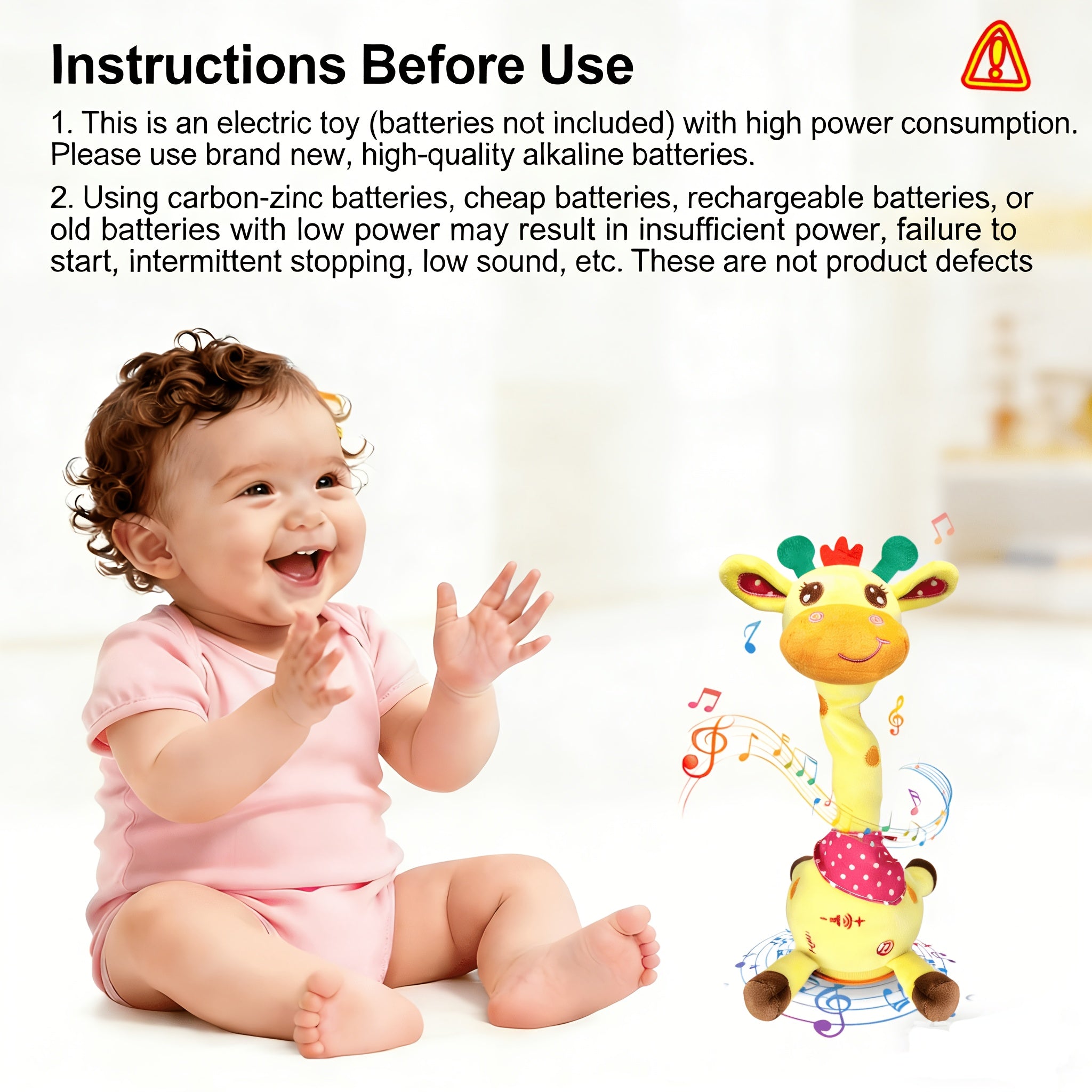 Dancing Talking Giraffe Toy for Baby Toddler 60 Songs Glowing Musical Stuffed Animal Repeats What You Say Interactive Gift for Boys Girls Ages 0 Months+