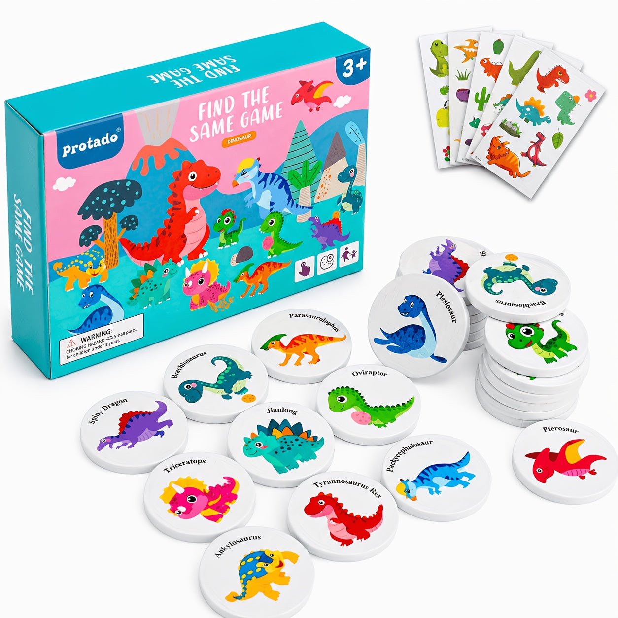 Memory Matching Game for Kids 24 Pieces Wooden Match Cards - Dinosaur Marine Vehicle & Food Themes, Educational Preschool Concentration Card Game, Toddler Learning Toy Gift for Boys Girls Ages 3+