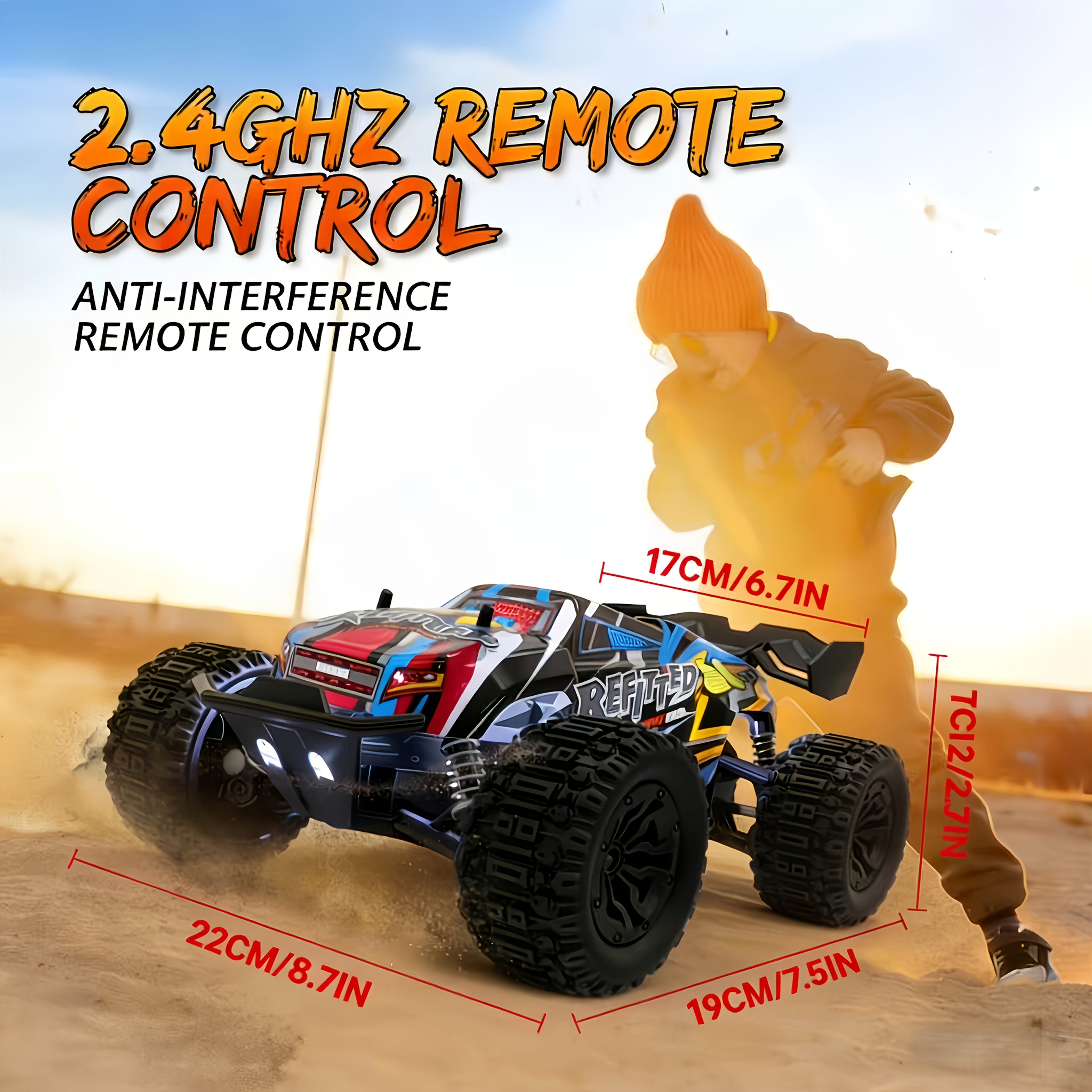 1:18 Scale 4WD High-Speed RC Car 35+ KM/H All-Terrain Off-Road Remote Control Truck - 2.4GHz Hobby-Grade Racing Crawler for Adults Kids Boys Birthday Gift