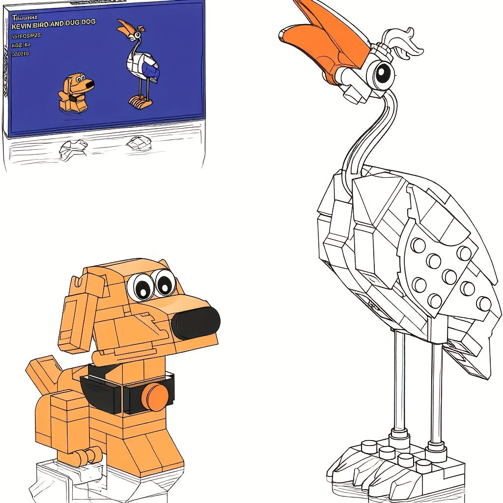 Bird and Dog House Building Block Set for Kids, ABS Brick Mini Architecture Model Kit, Creative STEM Construction Toy Ages 6+, Cute Desktop Decoration, Easter Birthday Christmas Gift for Boys Girls
