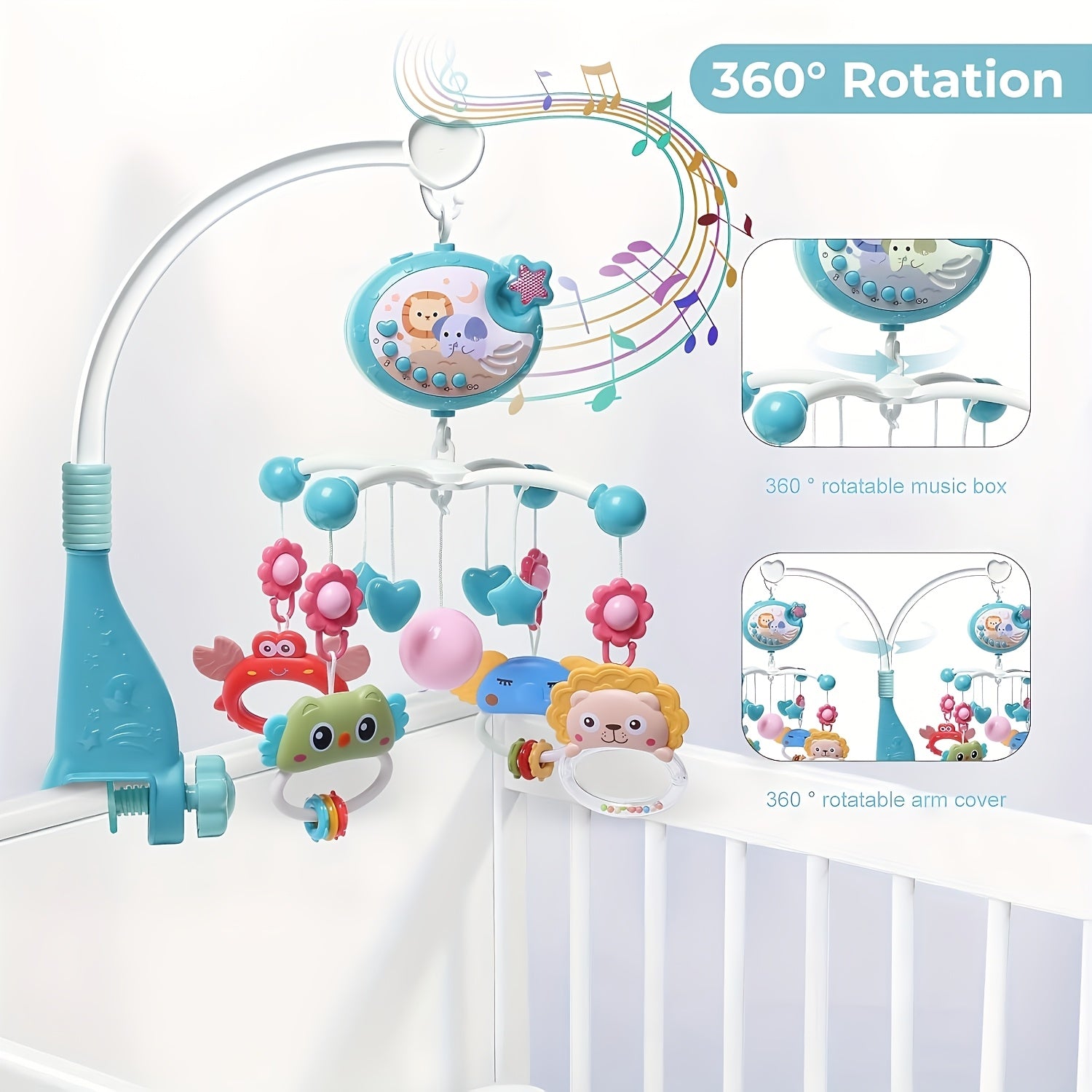 Baby Musical Crib Mobile with Music, Lights & Projection – Take-Along Rattle and Music Box for Newborn Infant Boy Girl, Toddler Sleep Aid, Baby Shower Gift