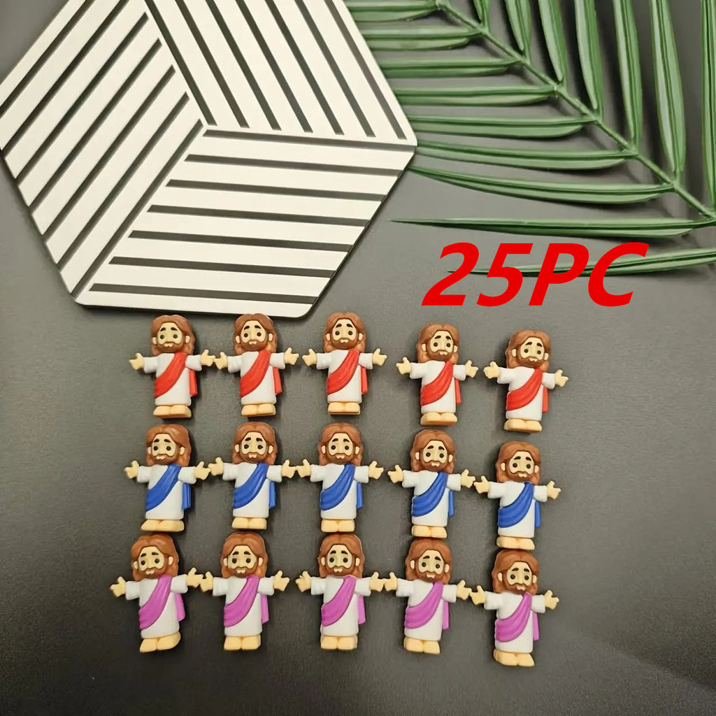 Mini Jesus Statues Bulk Pack 25 or 50pcs Colorful "Jesus Loves You" – Easter Christian Party Favors, Religious Decorations, VBS Sunday School & Baptism Gift Props