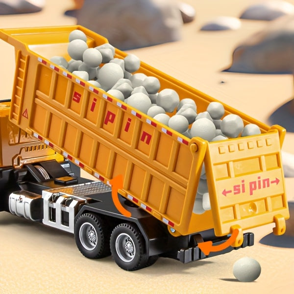 Alloy Construction Vehicles Set for Kids 5.8" – Metal Inertia Excavator Dump Truck Cement Mixer Crane Engineering Toy, No Battery Gift for Boys Ages 3+
