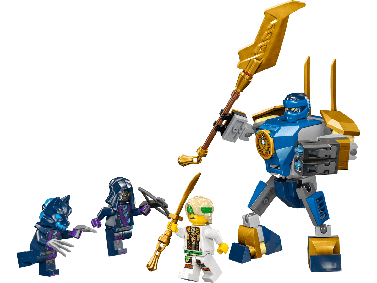 LEGO NINJAGO Jay's Mech Battle Pack 71805, Posable Ninja Mech Building Set with Golden Sword & Stud Shooters, Dragons Rising Season 2 Construction Toy for Kids Ages 6+, Birthday Christmas Gift
