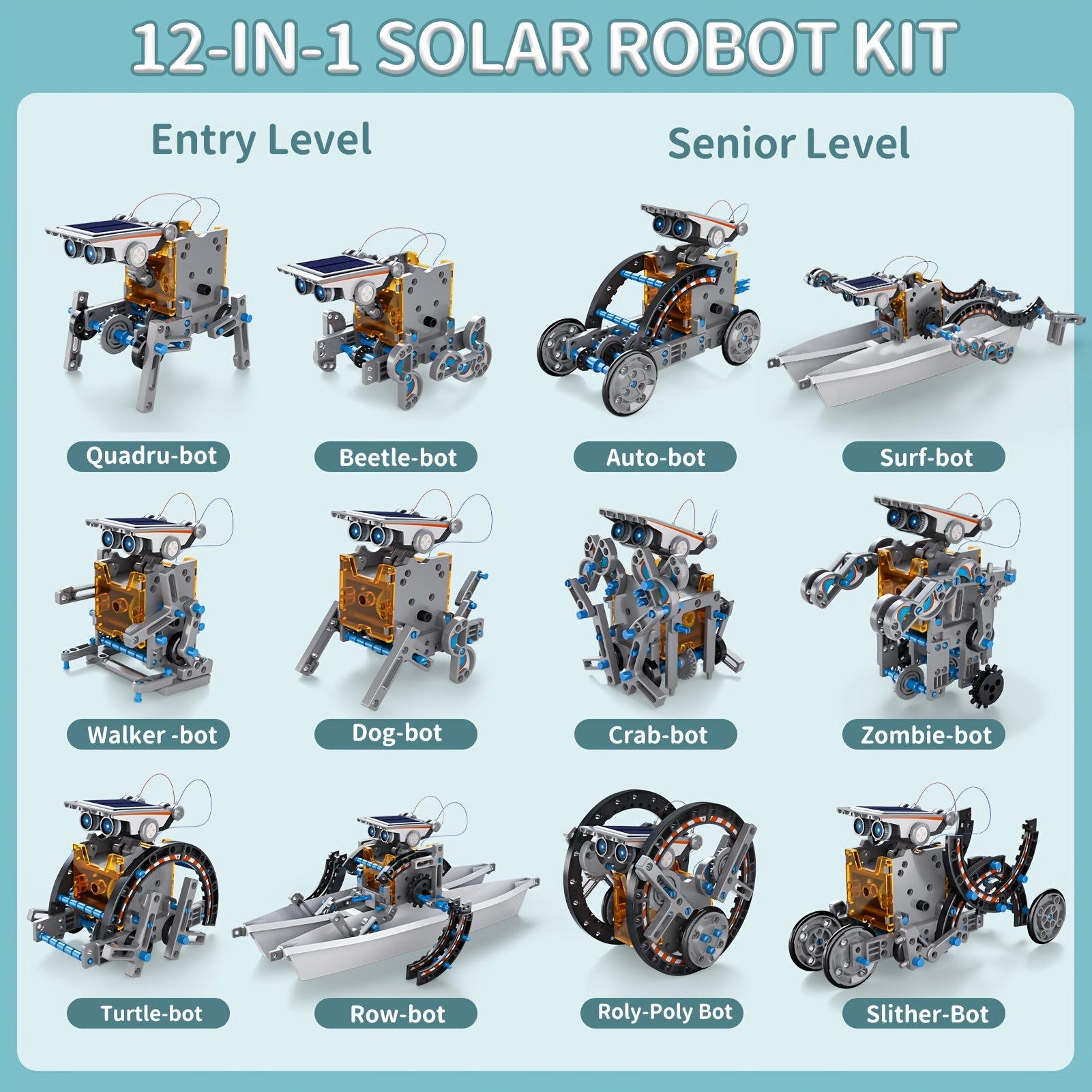 12-in-1 Solar Robot Kit for Kids – STEM Building Science Experiment Toy Educational Gift for Boys & Girls Ages 8-13