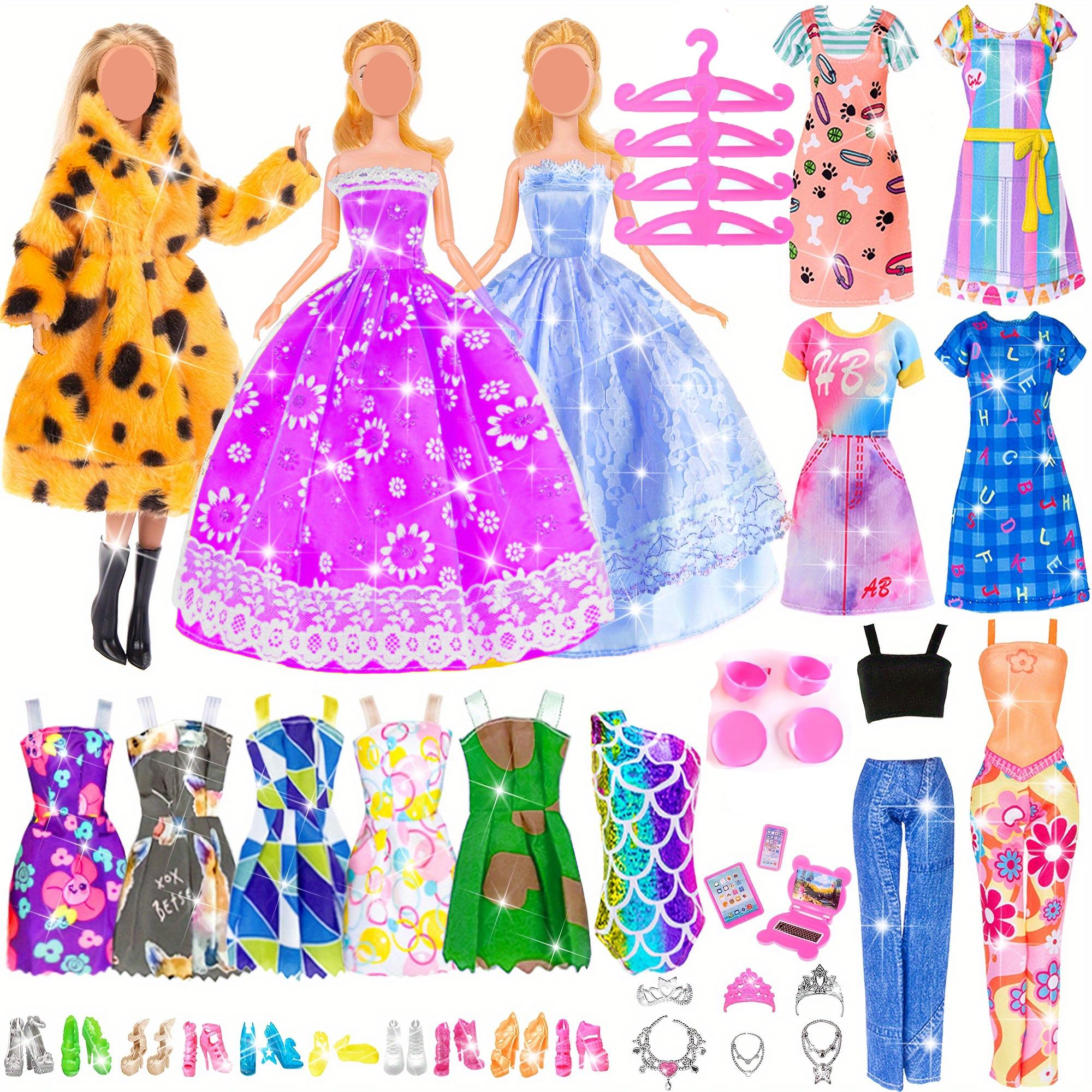 Fashion Doll Clothes Set 50pcs for 11.5 Inch Dolls – Fur Coat Princess Dresses Slip Dress Bikini Outfits No Doll Random Colors Gift for Girls Birthday Christmas