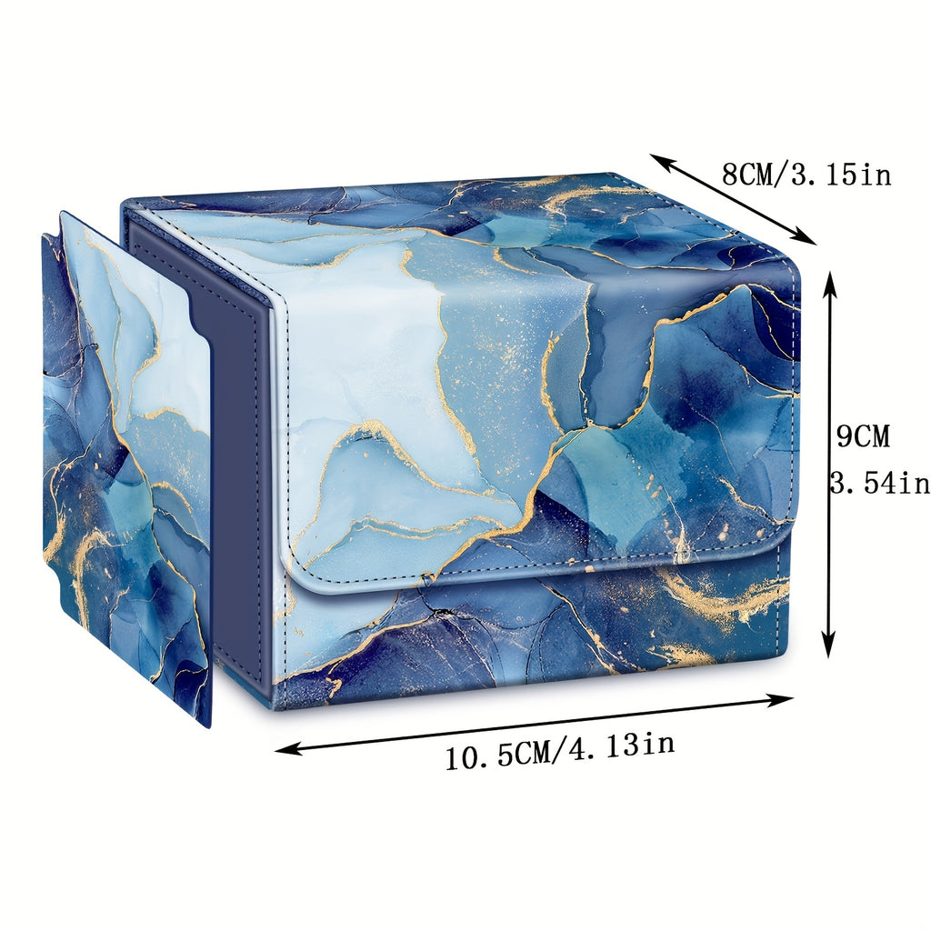 Magnetic Card Storage Box 180+ Cards MTG Pokemon TCG CCG with PU Divider Deck Box Marble Design Trading Card Organizer Collector Gift