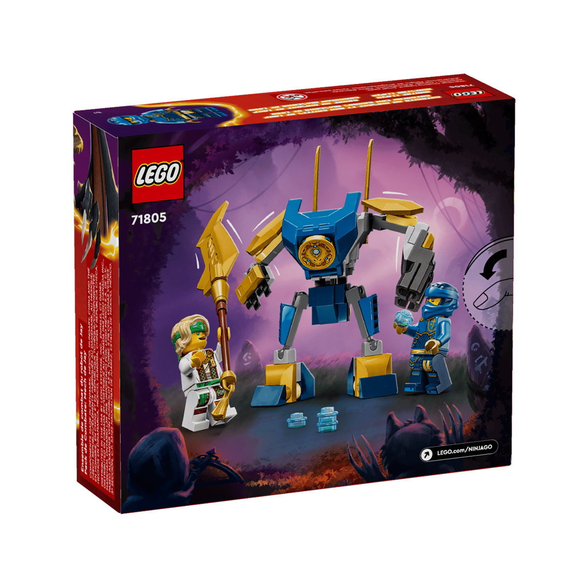 LEGO NINJAGO Jay's Mech Battle Pack 71805, Posable Ninja Mech Building Set with Golden Sword & Stud Shooters, Dragons Rising Season 2 Construction Toy for Kids Ages 6+, Birthday Christmas Gift