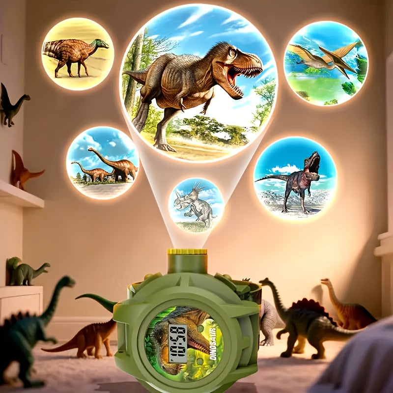 Kids Dinosaur Projection Watch Toy with 24 Dino Patterns & Real Time Display - Fun Dragon Watch Projects Dinosaur Adventure World Birthday Holiday Gift for Boys Girls