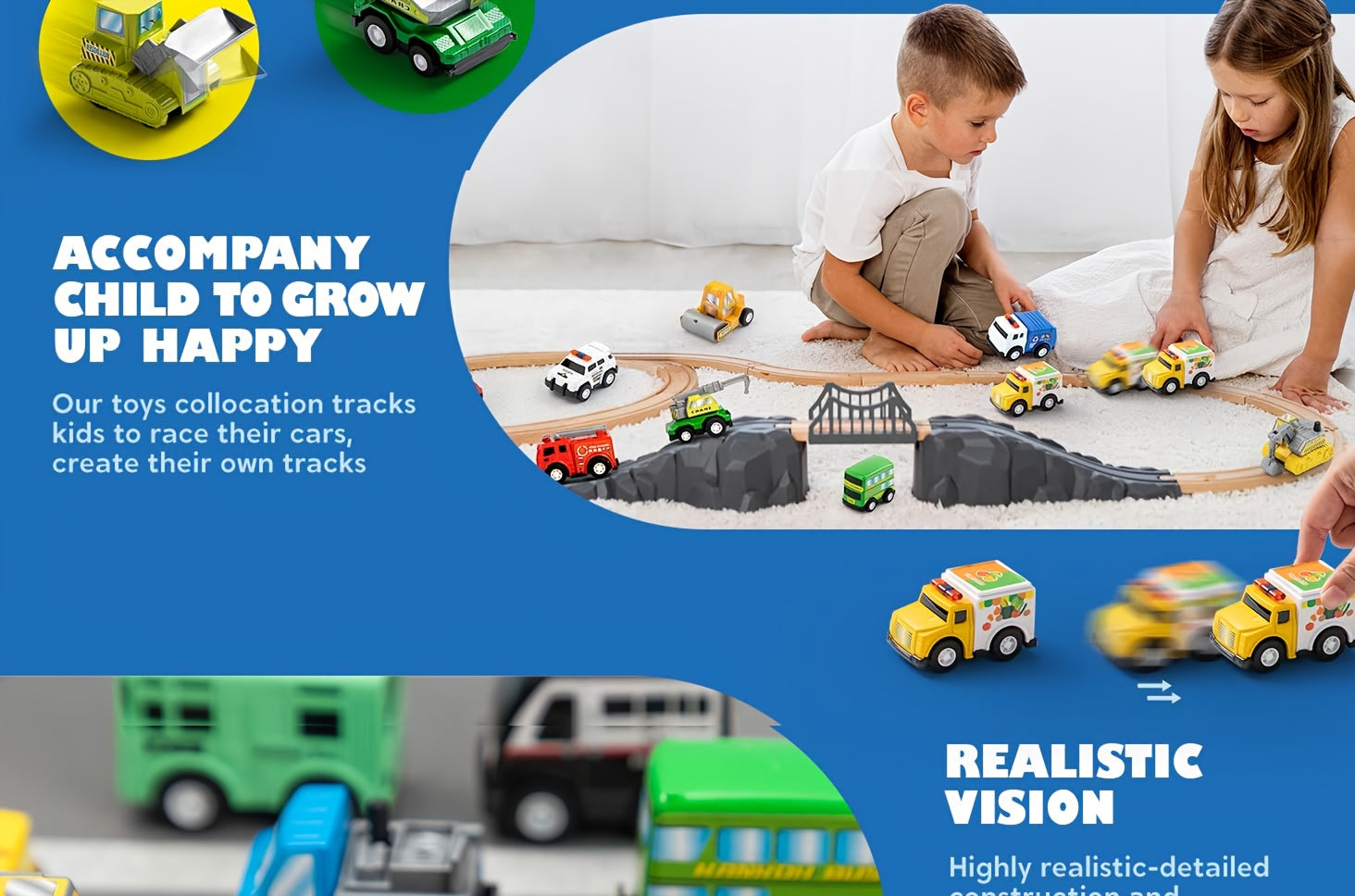 18-Piece Pull Back Cars and Trucks Toy Set for Kids Ages 3+ Friction Powered Mini City Vehicles Party Favors Easter Christmas Gift Boys Girls