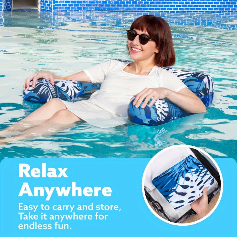 Inflatable Pool Float Chair Leaf Design Lounger for Adults – Portable Floating Seat for Pool Beach Lake Summer Party, 1 or 2 Pack