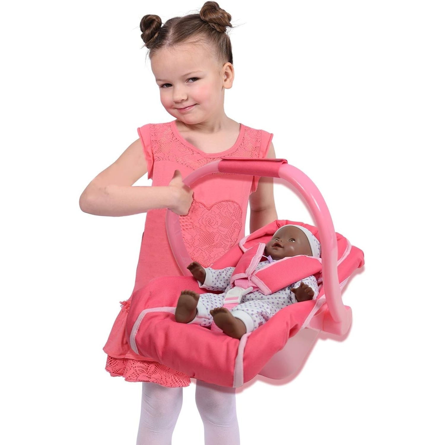 Unicorn Baby Doll Car Seat for 18 Inch Dolls – Pink Unicorn Doll Carrier & Travel Accessory, Safety-Tested Lead-Free Role Play Toy, Birthday & Christmas Gift for Girls Ages 3+