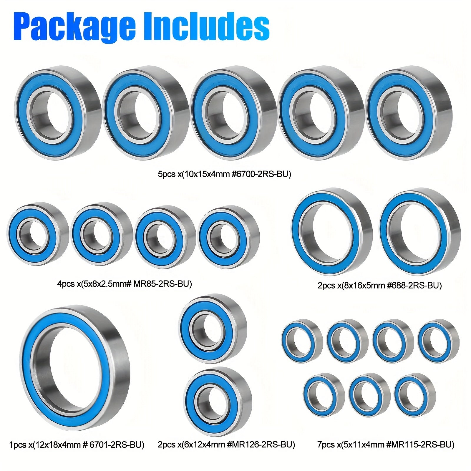 RC Ball Bearing Set 21-Piece for Traxxas Slash 4x4 & Stampede 4WD VXL, Alloy Steel High-Speed Sealed Bearings, 1/10 RC Crawler Replacement Parts