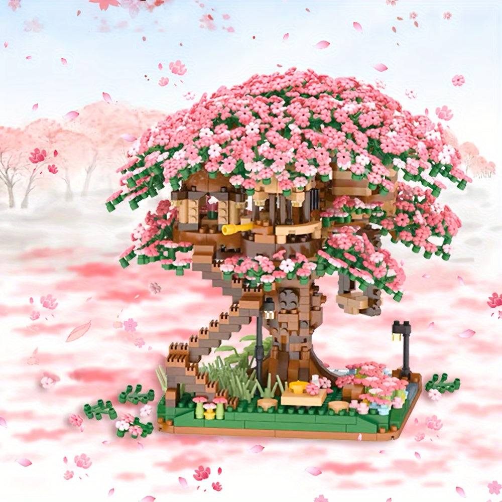 Sakura Cherry Blossom Tree House Building Blocks 2028 & 1020 Piece – DIY Mini Brick Assembly Set, Collectible Desk Decor Model for Home Display, Relaxing Gift for Teens Adults Boys Girls