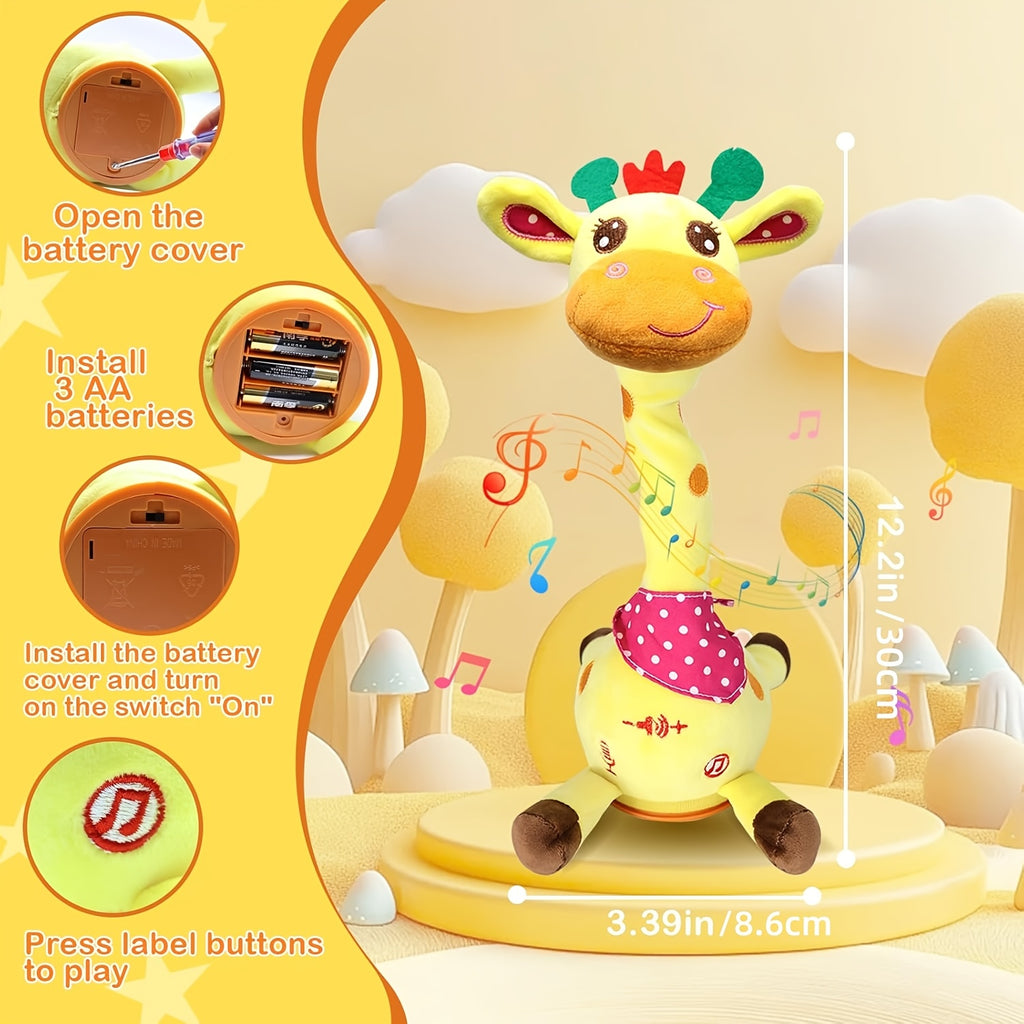Dancing Talking Giraffe Toy for Baby Toddler 60 Songs Glowing Musical Stuffed Animal Repeats What You Say Interactive Gift for Boys Girls Ages 0 Months+
