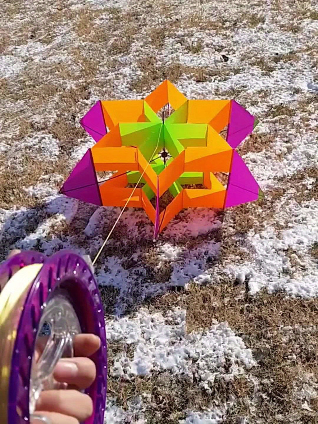 Large 3D Lotus Kite for Adults & Kids Ages 8+ – Colorful Polygonal Delta Kite for Beach, Park & Outdoor Fun – Easy to Fly Durable Kite Birthday Christmas Easter Gift