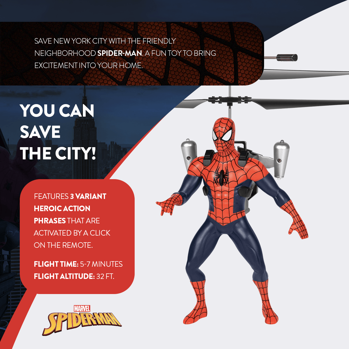 Spider-Man Marvel 2CH IR Remote Control Helicopter RC Flying Toy for Kids Boys Birthday Gift Indoor Outdoor