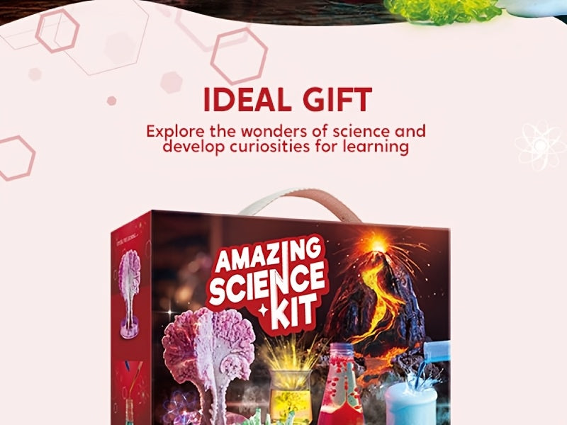 Amazing Science Kit for Kids 85+ Experiments – STEM Activities Gem Digging Crystal Growing Volcano Chemistry Educational Toy Gift Boys & Girls Ages 6+