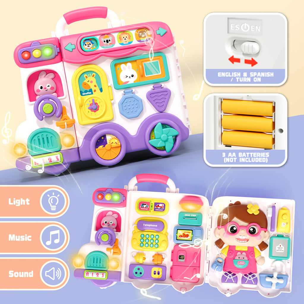 54-in-1 Musical Baby Busy Board for Toddlers - Early Educational Toy with Motor Skills Development, Montessori Activity Board, Birthday Gift for Baby Boys Girls 1-3 Years