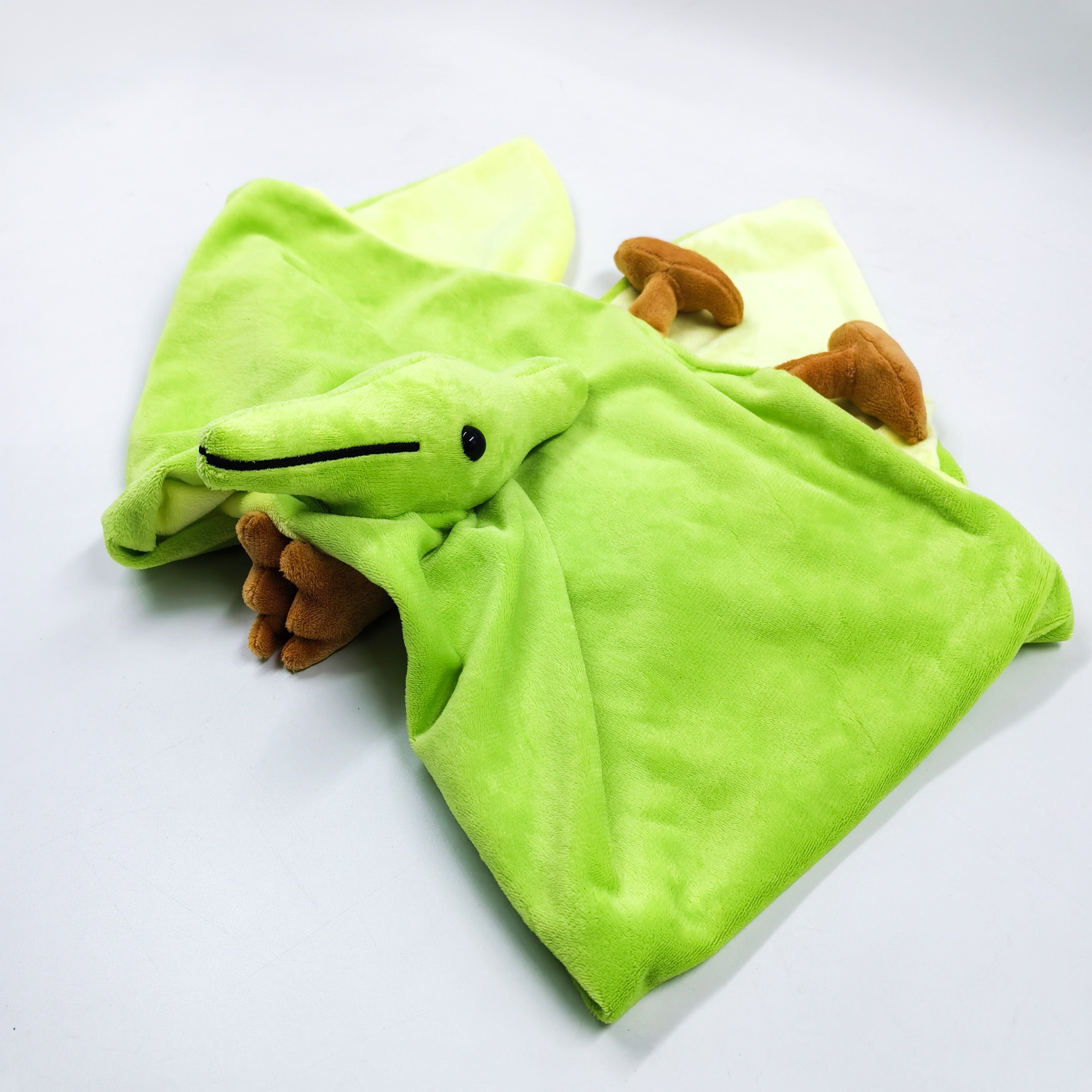 Pterosaur Plush Cape 38 Inch Wearable Dinosaur Stuffed Toy Hooded Costume Blanket Poncho for Kids Birthday Halloween Party Room Decor Gift for Boys Girls