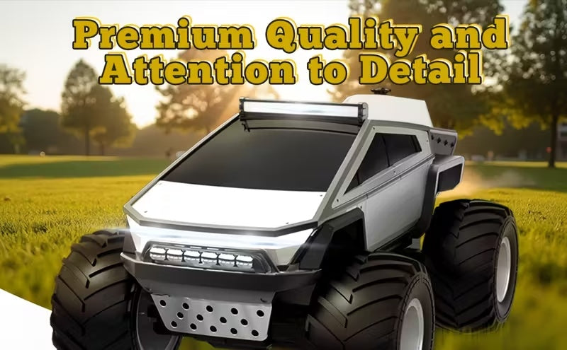 1:12 RC Monster Truck 4WD All-Terrain 2.4GHz Remote Control Car LED Lights Sound Music Ergonomic Grip Cybertruck Pickup Style Off-Road Kids Boys Birthday Christmas Gift