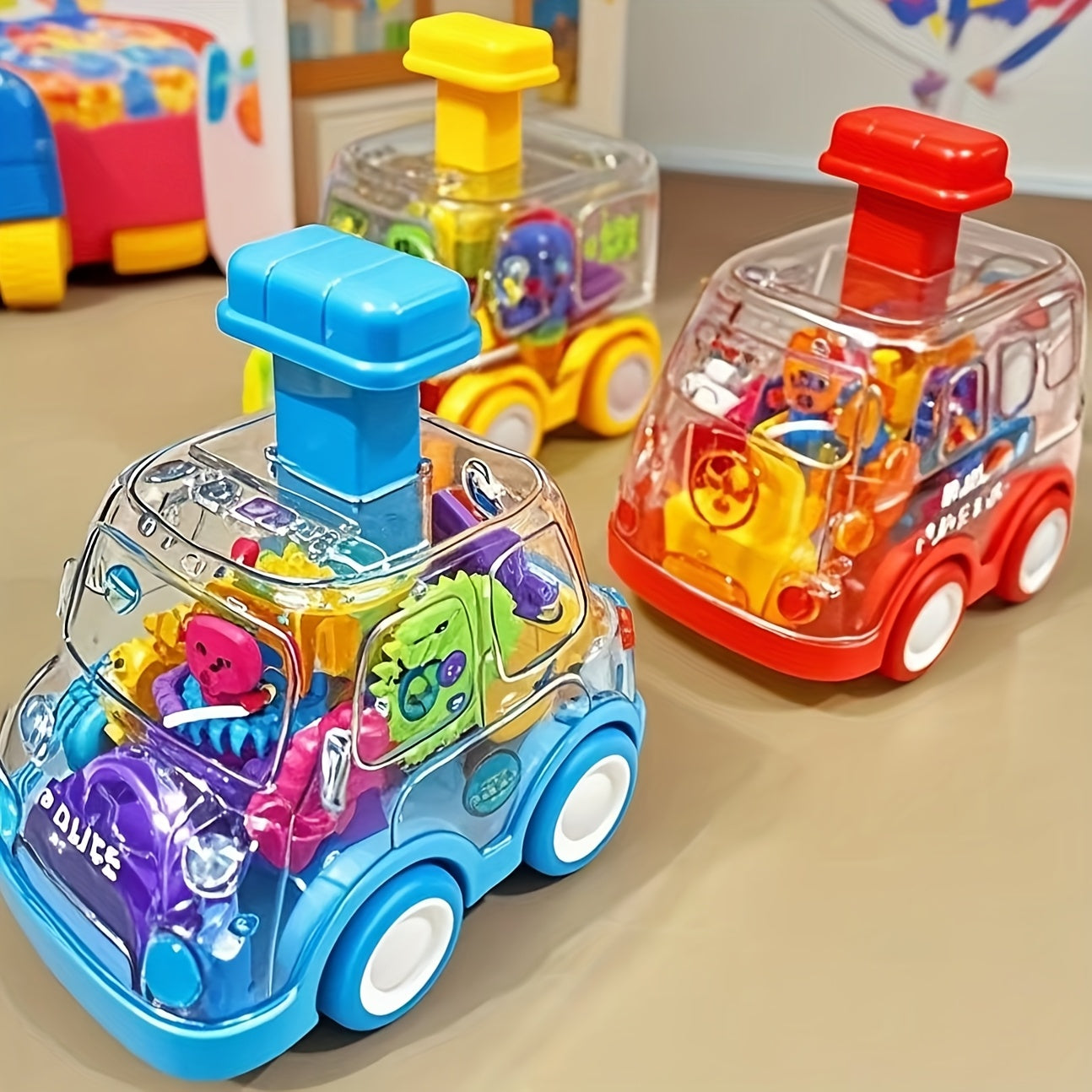 Model Gear Cars Toy Set for Kids – Interlocking Mechanical Gear Vehicle Building Toy, STEM Learning Gift for Boys Girls Ages 3+, 3 Pack