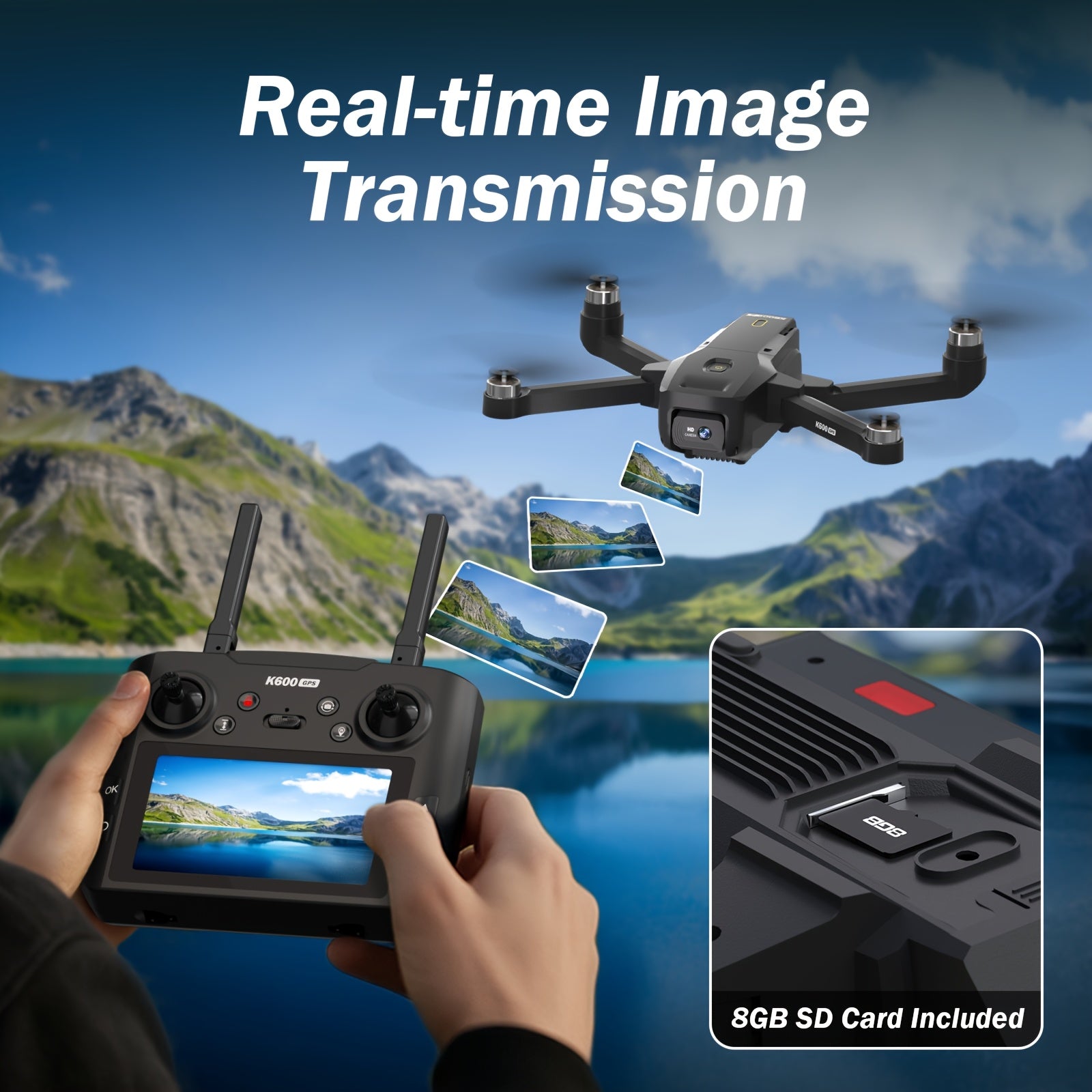 GPS Drone with Camera for Adults, 4.5" LCD RC Screen, Brushless Motor, Follow Me, Auto Return, Gesture Control, Altitude Hold, 3 Speeds, Under 250G – Supports 32G SD Card