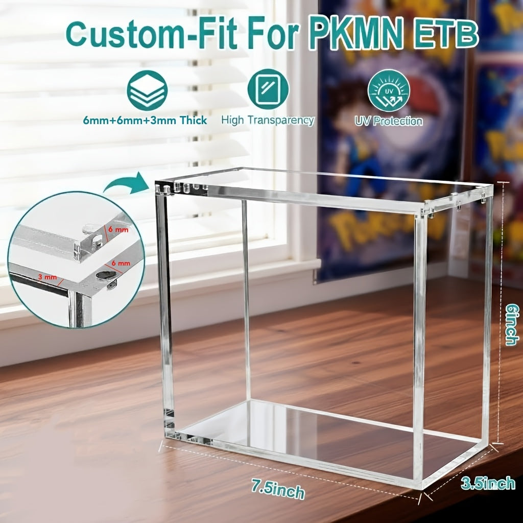 ETB Acrylic Display Case 99% UV Block Magnetic Lid Stackable Clear Pokemon Elite Trainer Box Protector for Collectors UV Resistant (ETB Not Included)