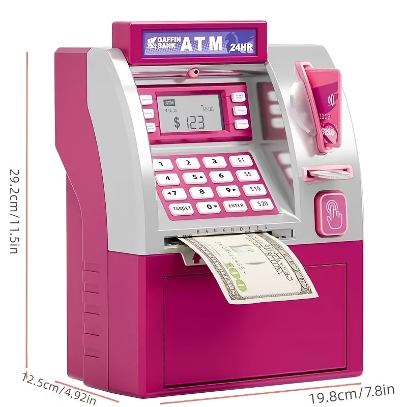 Kids Electronic ATM Piggy Bank with Password Lock – Coin & Banknote Savings Bank for Boys & Girls, Financial Education Toy, Birthday Christmas Holiday Gift Ages 5+